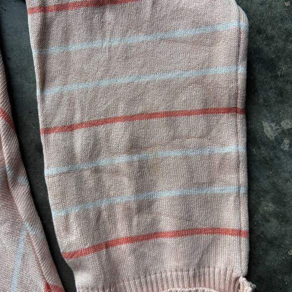 Guess Collection Long Sleeve Blouse Womens M Peach Brown Striped Square Neck Top - Picture 7 of 14